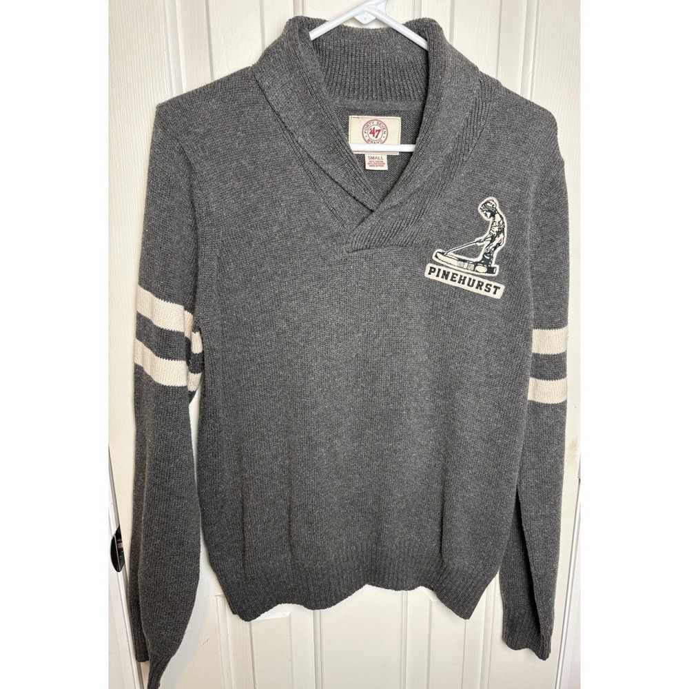 47 BRAND Pinehurst Golf Knit Sweater Size Small Gray 90s Retro